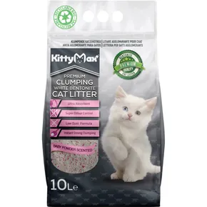 KITTYMAX klumpender, staubfreier weißer Bentonit BABY POWDER 10 l